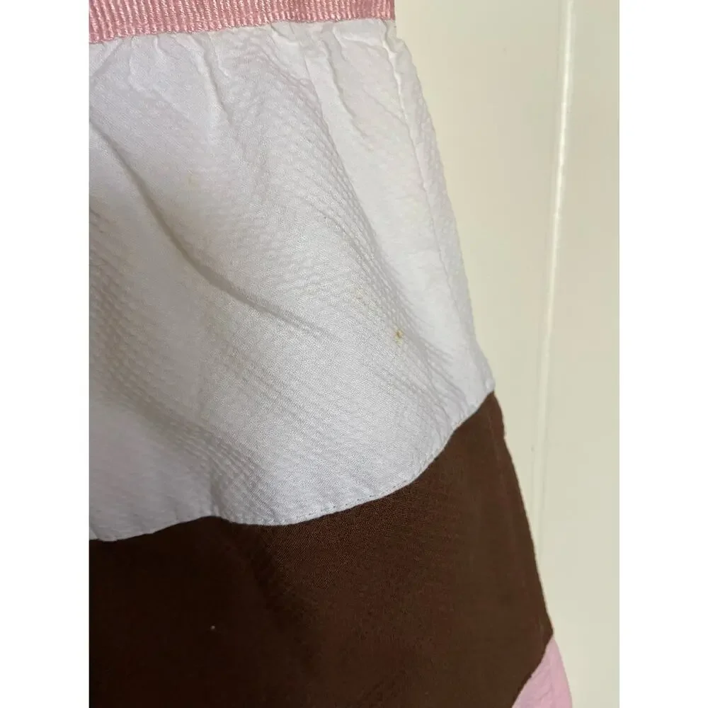 Gymboree Girl Blouse 10 White Pink Brown Neapolitan Pique Sweeter Than Chocolate